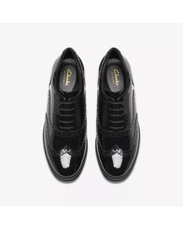CLARKS HAVISHAM OAK PAT - SCHWARZE SCHNÜRSCHUHE BLA BLACK BLACK