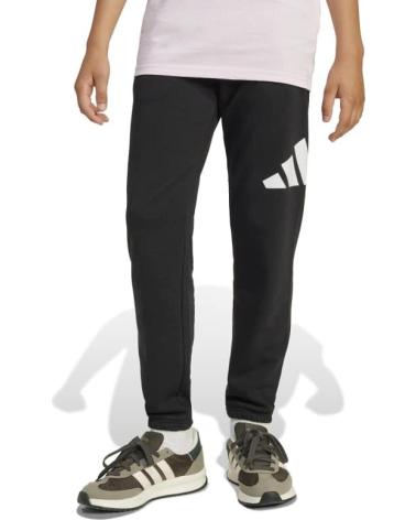 ADIDAS CALÇAS DE FATO DE TREINO LONGAS PRETAS COM GRANDE LOGÓTIPO DESPORTIVO BRANCO NEGRO