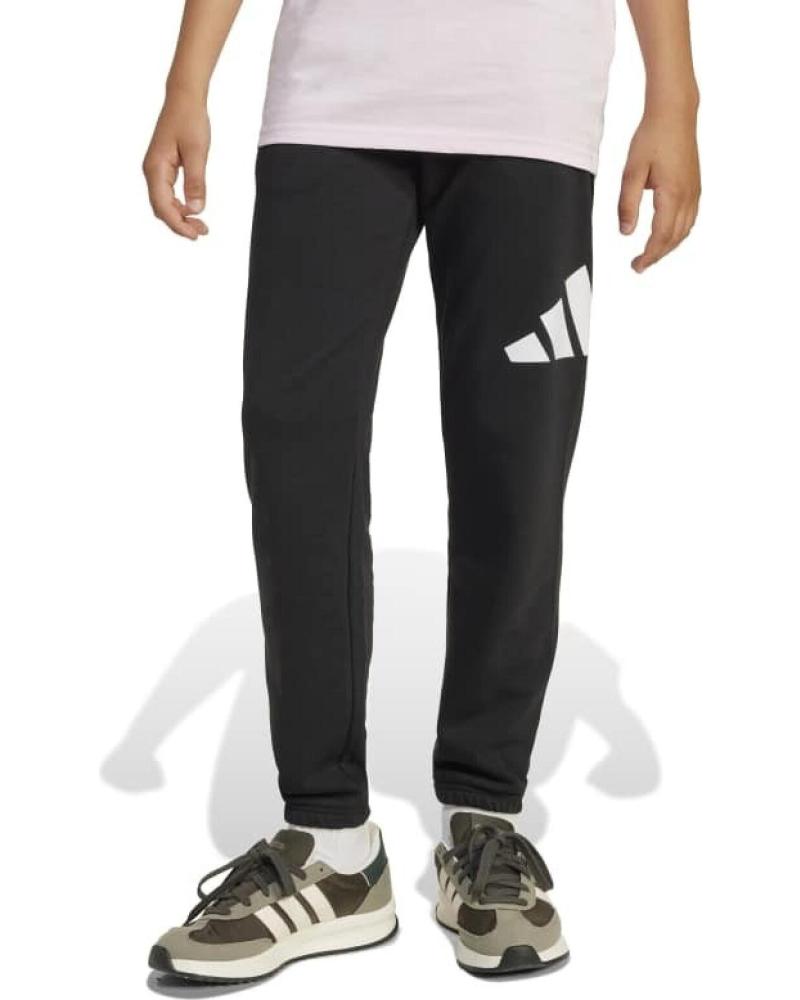 ADIDAS CALÇAS DE FATO DE TREINO LONGAS PRETAS COM GRANDE LOGÓTIPO DESPORTIVO BRANCO NEGRO