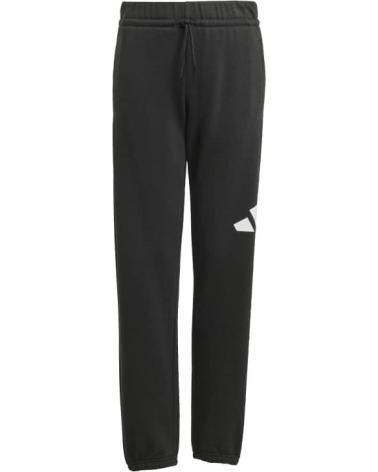 ADIDAS CALÇAS DE FATO DE TREINO LONGAS PRETAS COM GRANDE LOGÓTIPO DESPORTIVO BRANCO NEGRO