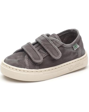 SNEAKERS BAMBINO NATURAL WORLD OLD LEZA 6471E GRIGIO ENZIMATICO CON DOPPIA CHIUSURA A STRAPPO GRIS ENZIMATICO