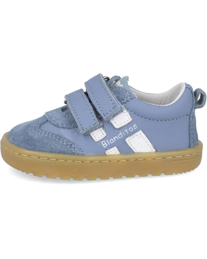 CRIOS BLANDITOS BY LISBOA BLUE BAREFOOT SNEAKERS WITH VELCRO CLOSURE AZUL