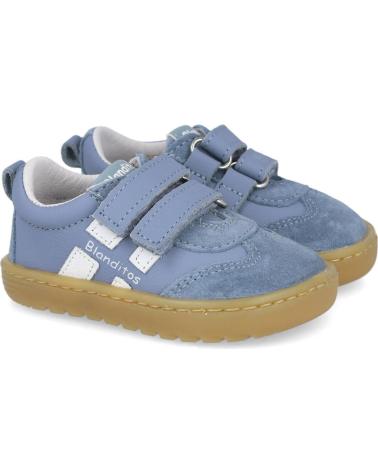 CRIOS BLANDITOS BY LISBOA BLUE BAREFOOT SNEAKERS WITH VELCRO CLOSURE AZUL