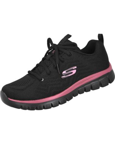 SKECHERS 12615 GRACEFUL GET CONNECTED BLACK PURPLE SNEAKERS NEGRO-PURPURA