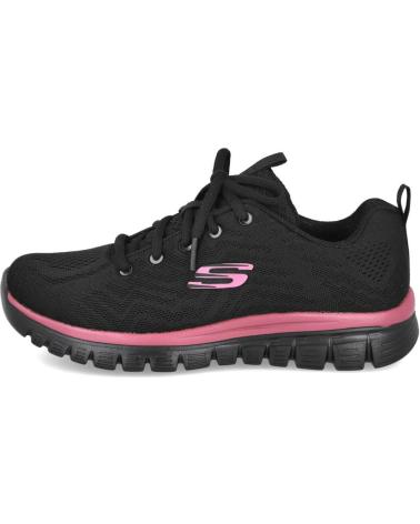 SKECHERS 12615 GRACEFUL GET CONNECTED BLACK PURPLE SNEAKERS NEGRO-PURPURA