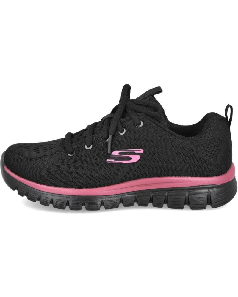 SKECHERS 12615 GRACEFUL GET CONNECTED BLACK PURPLE SNEAKERS NEGRO-PURPURA