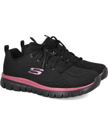 SKECHERS 12615 GRACEFUL GET CONNECTED BLACK PURPLE SNEAKERS NEGRO-PURPURA