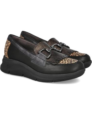 PITILLOS 10753 MOCASSINS PRETOS COM DETALHE ANIMAL PRINT NEGRO