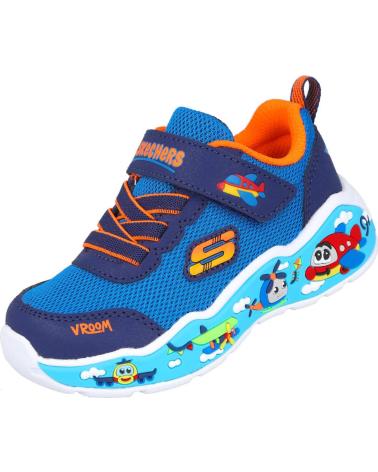 SKECHERS PLAY SCENE 407312N - TÊNIS INFANTIS COM LUZES LED AZUIS AZUL