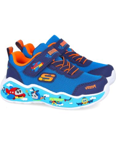 SKECHERS PLAY SCENE 407312N - TÊNIS INFANTIS COM LUZES LED AZUIS AZUL