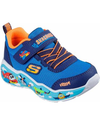 SKECHERS PLAY SCENE 407312N - TÊNIS INFANTIS COM LUZES LED AZUIS AZUL