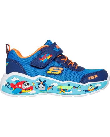 SKECHERS PLAY SCENE 407312N - TÊNIS INFANTIS COM LUZES LED AZUIS AZUL