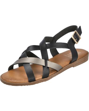 BUBBLE BOBBLE M2524 FLACHE RIEMCHENSANDALEN SCHWARZ UND GOLD NEGRO