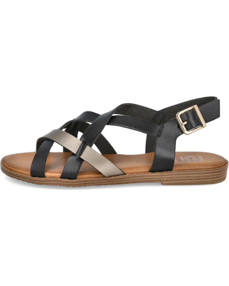 BUBBLE BOBBLE M2524 FLACHE RIEMCHENSANDALEN SCHWARZ UND GOLD NEGRO