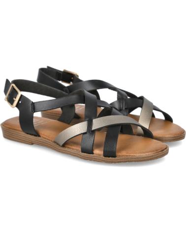 BUBBLE BOBBLE M2524 FLACHE RIEMCHENSANDALEN SCHWARZ UND GOLD NEGRO