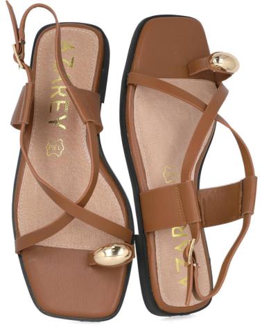 AZAREY 562J794 ZEHENSANDALEN BRAUN MIT METALLIC-DETAIL UND LEDERFUSSBETT MARRON