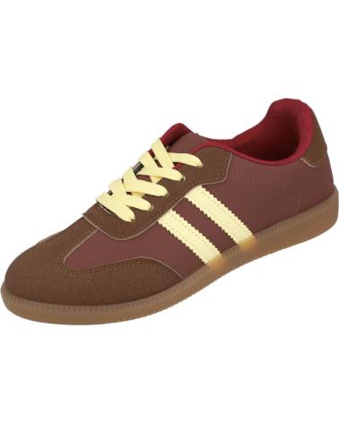 L&R SHOES LA-79 BURGUNDY TRAINERS WITH CREAM STRIPES BURDEOS