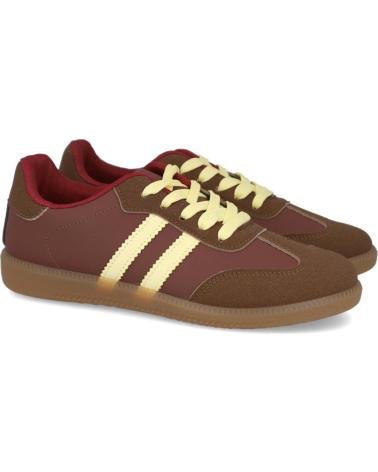 L&R SHOES LA-79 BURGUNDY TRAINERS WITH CREAM STRIPES BURDEOS