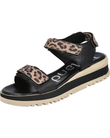 SUAVE BY LEYLAND MD5403 FLACHE LEDERSANDALEN MIT ANIMAL-PRINT IN SCHWARZ NEGRO