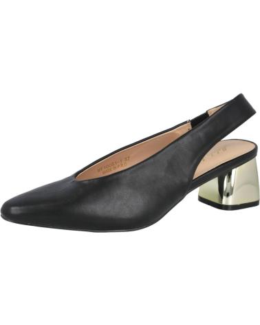 L&R SHOES MY10051 SCARPE SLINGBACK NERE CON TACCO QUADRATO DORATO NEGRO