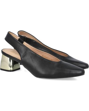 L&R SHOES MY10051 SCARPE SLINGBACK NERE CON TACCO QUADRATO DORATO NEGRO