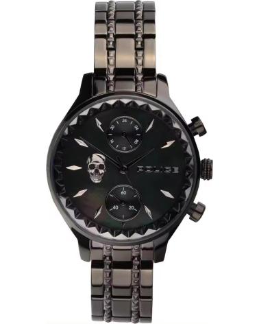 OROLOGIO CRONOGRAFO POLICE CON TESCHIO, ACCIAIO NERO NEGRO