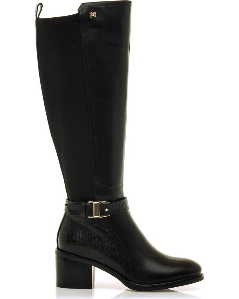 MARIA MARE 63601 BOTTES HAUTES NOIRES À TALON AVEC DÉTAIL MÉTALLIQUE NEGRO