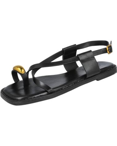 L&R SHOES FLACHE SANDALEN GZ-1U42-55 MIT METALLVERZIERUNG SCHWARZ NEGRO