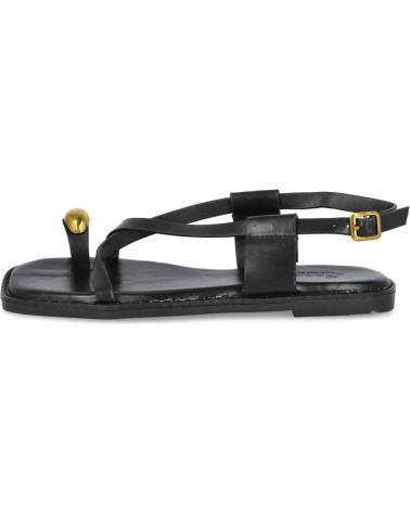 L&R SHOES FLACHE SANDALEN GZ-1U42-55 MIT METALLVERZIERUNG SCHWARZ NEGRO