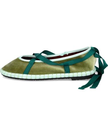 L&R SHOES CD-5 VELVET BALLERINAS WITH GREEN RIBBONS VERDE