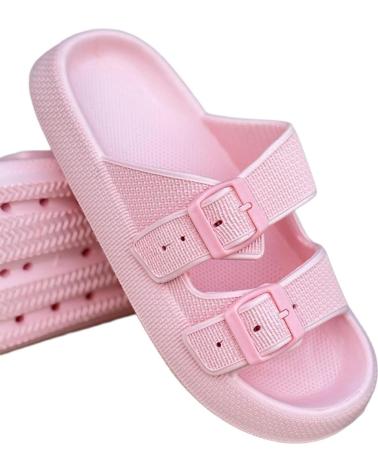 L&R SHOES VG323 CIABATTE DA SPIAGGIA E PISCINA CON DOPPIA FASCIA E FIBBIE ROSA ROSA
