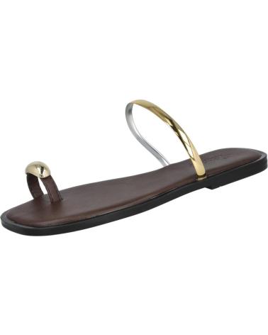 L&R SHOES GZ-2A015 FLAT SANDALS WITH METALLIC ORNAMENT BROWN MARRON