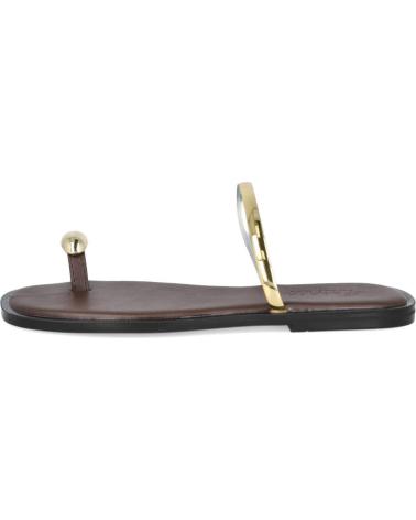 L&R SHOES GZ-2A015 FLAT SANDALS WITH METALLIC ORNAMENT BROWN MARRON
