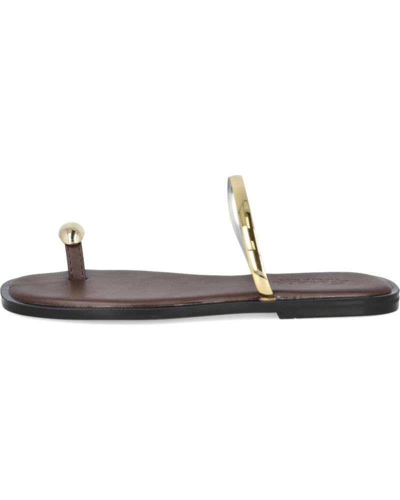 L&R SHOES GZ-2A015 FLAT SANDALS WITH METALLIC ORNAMENT BROWN MARRON