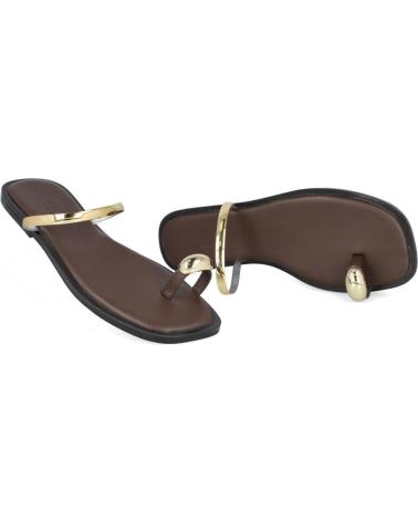 L&R SHOES GZ-2A015 FLAT SANDALS WITH METALLIC ORNAMENT BROWN MARRON