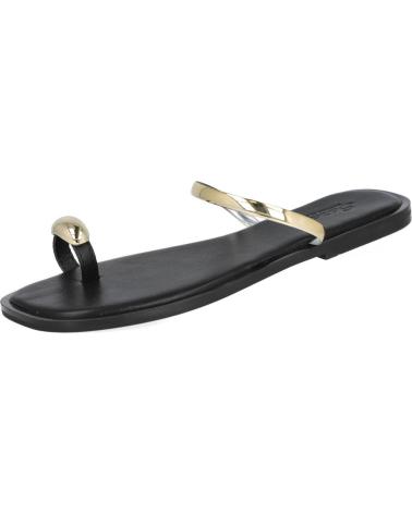 L&R SHOES GZ-2A015 SANDÁLIAS RASAS COM ADORNO METÁLICO PRETO NEGRO