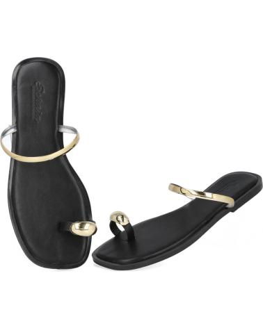 L&R SHOES GZ-2A015 SANDÁLIAS RASAS COM ADORNO METÁLICO PRETO NEGRO