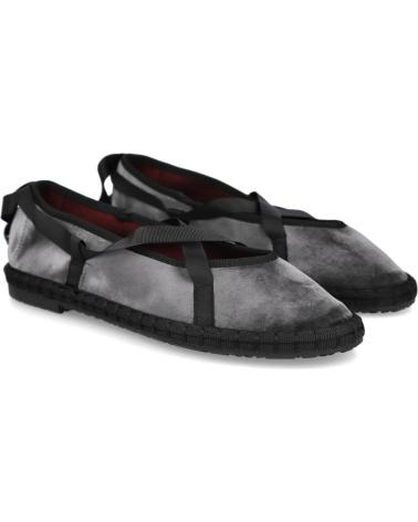 L&R SHOES SAMT-BALLERINAS GRAU MIT BÄNDERN MODELL CD-5 GRIS