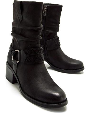 MTNG 54666 BOTAS ESTILO BIKER PRETAS COM FIVELA METÁLICA NEGRO