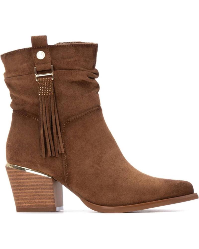 XTI 144461 CAMEL WILDLEDER-STIEFELETTEN MIT FRANSEN IM WESTERN-STIL MARRóN