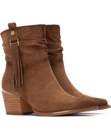 XTI 144461 CAMEL WILDLEDER-STIEFELETTEN MIT FRANSEN IM WESTERN-STIL MARRóN