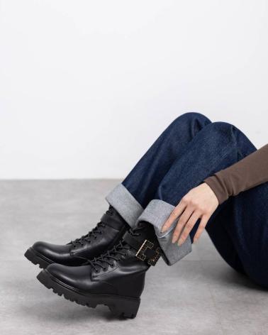 XTI MILITÄRSTIEFEL 144331 SCHWARZ MIT ZIERSCHNALLEN NEGRO