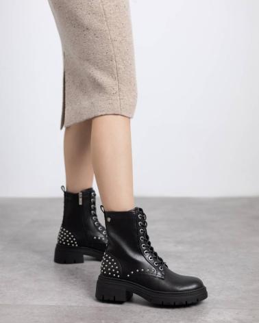 XTI BOTAS MILITARES PRETAS COM TACHAS - MODELO 144640 NEGRO
