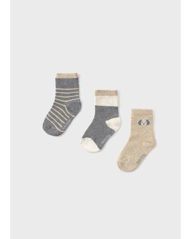 MAYORAL SET DI 3 CALZINI COMBINATI GRIGIO NEBBIA PER NEONATO (RIF. 10 009 056) GRIS