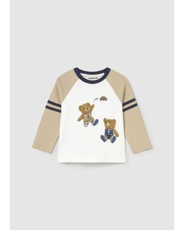 MAYORAL T-SHIRT MANICA LUNGA COMBINATA LATTE BEIGE RIF. 2059 086 BEIG