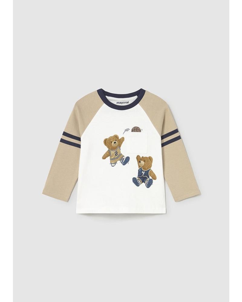MAYORAL T-SHIRT MANICA LUNGA COMBINATA LATTE BEIGE RIF. 2059 086 BEIG