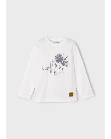 MAYORAL T-SHIRT MANICHE LUNGHE EMBOSSED CREMA BIANCO 4089040 BLANCO