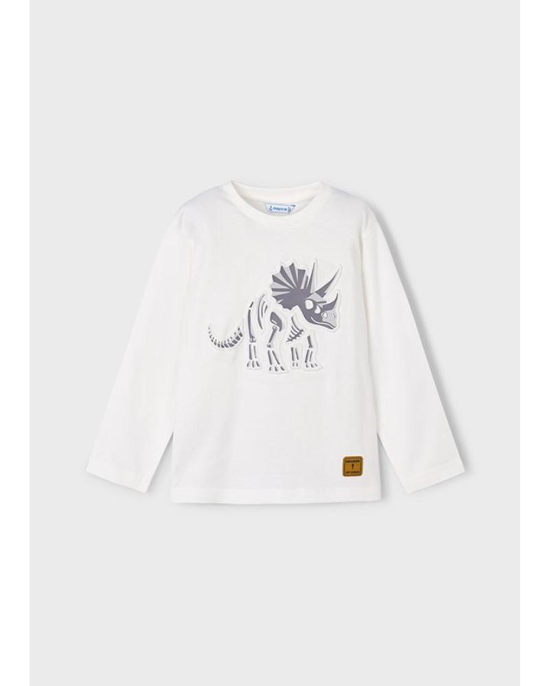 MAYORAL T-SHIRT MANICHE LUNGHE EMBOSSED CREMA BIANCO 4089040 BLANCO