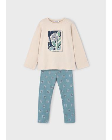 MAYORAL COMPLETO T-SHIRT E LEGGINGS STAMPA SALE VERDE 4719023 VERDE