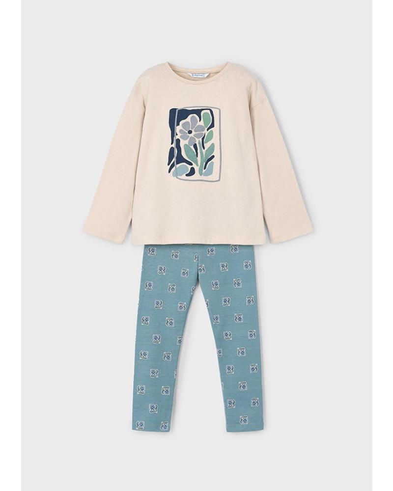 MAYORAL COMPLETO T-SHIRT E LEGGINGS STAMPA SALE VERDE 4719023 VERDE